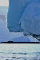 Melting iceberg, falling water drops, antarctic ocean, melting ice, Antarctica