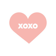 slang bubbles concept, pink heart with xoxo word, line fill style
