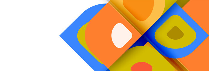 Set of vector modern geometric abstract backgrounds with repeating abstract round shapes patterns and shadow effects