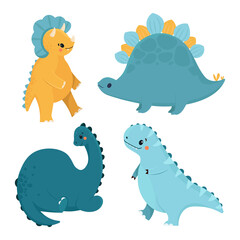 Fototapeta premium Cute vector dinosaurs isolated on white background.