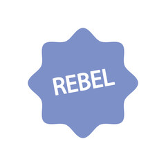 slang bubbles concept, seal stamp with rebel word icon, line fill style