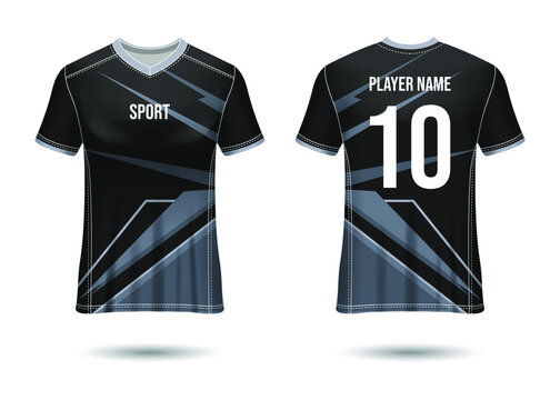 T-Shirt Sport Design. Soccer jersey mockup for football club. uniform front and back view. Template Design