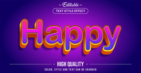 Editable text style effect - Happy theme style.