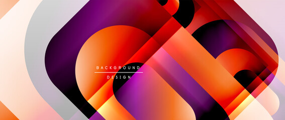 Vector geometric abstract background with lines and modern forms. Fluid gradient with abstract round shapes and shadow and light effects