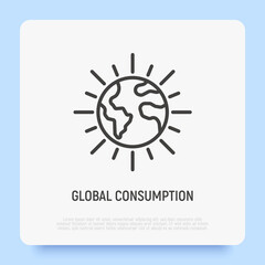 Clean planet Earth thin line icon. Save planett, green economy. Vector illustration.