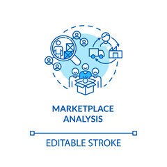 Marketplace analysis turquoise concept icon. Financial report. Commercial research. Information assessment idea thin line illustration. Vector isolated outline RGB color drawing. Editable stroke