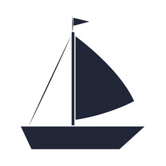 cartoon sailboat toy object for small children to play, silhouette style icon