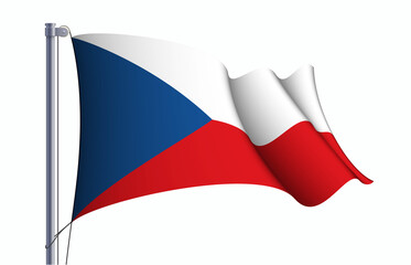 Czechia flag state symbol isolated on background national banner. Greeting card National Independence Day of the Czech Republic. Illustration banner with realistic state flag.