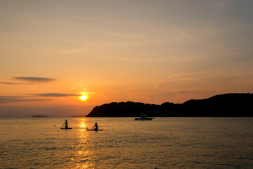 神奈川県逗子海岸の夕日【夏】