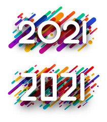2021 sign on lines confetti background.