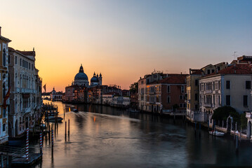 Naklejka premium Long Exposure of the Canal Grande in Venice at sunrise in a quiet summer morning