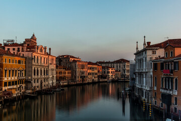 Fototapeta na wymiar Long Exposure of the Canal Grande in Venice at sunrise in a quiet summer morning