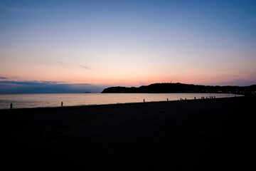Fototapeta premium 神奈川県逗子海岸の夕日【夏】