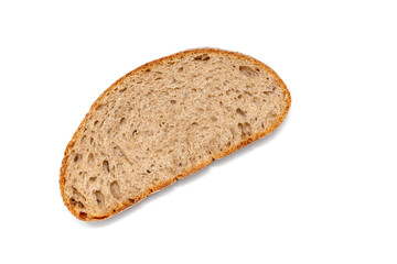 Rye bread slice isolated on white background.
