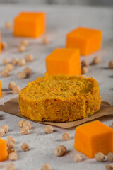 Pumpkin carrot chickpea burgers on a light background. selective focus