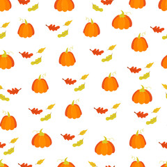 Seamless pattern with Autumn plants and leaves