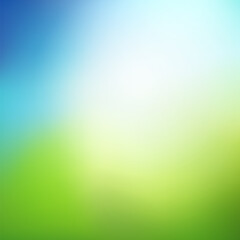 Fototapeta na wymiar Abstract Natural blurred background. Green and blue gradient backdrop with sunlight. Ecology concept for your graphic design about environment, banner or poster. Vector illustration