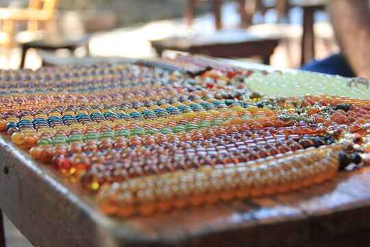 beautiful colorful beads and rosaries