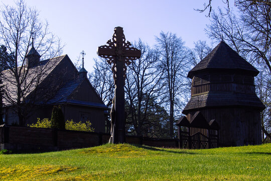 Historic chapel and wooden belfry in Lithuania, Paluse