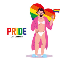 transvestite man cartoon with lgbti heart vector design