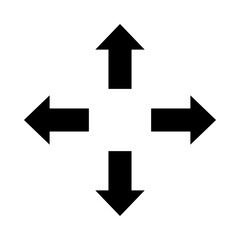 Diagonal enlarge black arrow icon. Expand, full screen, maximize, navigation icon