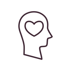 heart in volunteer head line style icon vector design