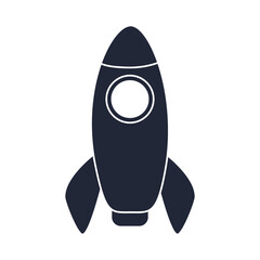 cartoon plastic rocket toy object for small children to play, silhouette style icon