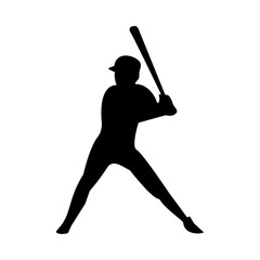 athletic man practicing baseball sport silhouette