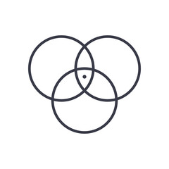 circles intersection line and fill style icon vector design