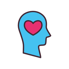 heart in volunteer head line and fill style icon vector design