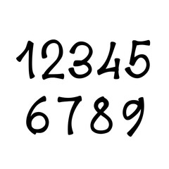 Hand drawn numbers isolated on white background