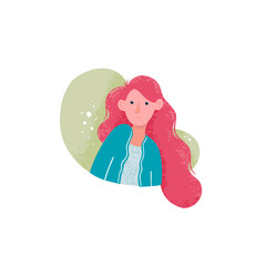 Young girl with red hair isolated on white