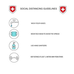 social distancing guidelines poster. vector illustration. Health protocol poster.
