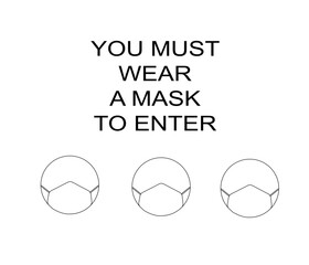 vector illustration you must wear a mask to enter