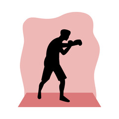athletic man practicing boxing sport silhouette