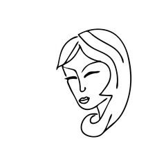 Beautiful hand-drawn vector illustration of heads of a young sad woman isolated on a white background