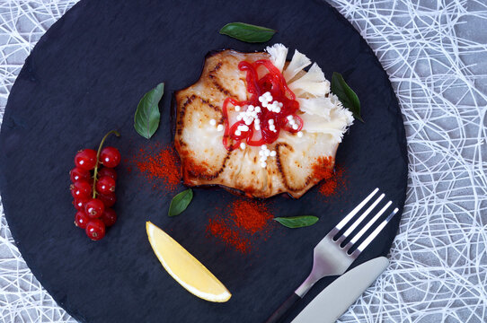 Fried eggplant with cheese and milk caviar