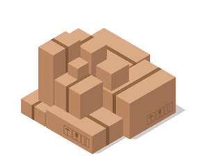 Warehouse cardboard boxes. Delivery of goods vector illustration.