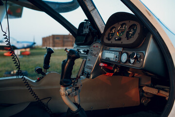 Cockpit view from small private single motor airplane.