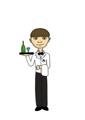 work, working, draw, batender, waiter, drink, man, young man, boy, restaurant, bar