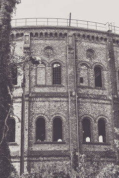 old abandoned gasworks building