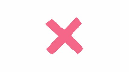 Set of a red cross symbols. Error, stop, failure, cancellation. 4k video with alpha channel. Red cross drawn with a brush, pencil, marker on transparent Background.