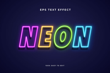 Multicolor neon light text effect