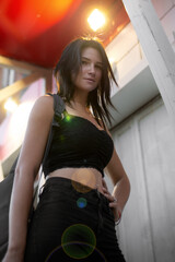 Portrait of a beautiful young girl outdoors