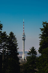 Fototapeta premium Radio tower on Mt Avala, Belgrade, Serbia