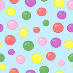 Vector seamless pattern with multicolored bubbles on a blue background