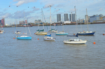 Fototapeta premium Boats moored on the thames
