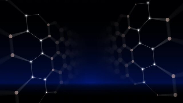 Abstract blue graphene structure, bokeh background infinite loop stock video