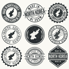 North Korea Travel Stamp Made In Product Stamp Logo Icon Symbol Design Insignia.