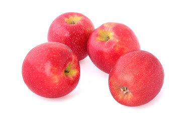 Four tasty red apples isolated on white